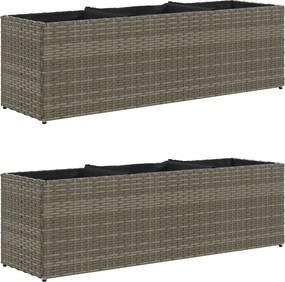 vidaXL 2 db szürke polyrattan kerti ültetőláda 3 cseréppel 105x30x32cm