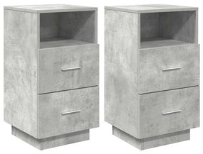 2 db betonszürke éjjeliszekrény 2 fiókkal 36x36x68 cm