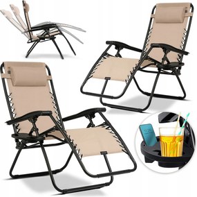 Összecsukható Kerti Napozóágy Strand Gravitációs Terasz Szék Kertbe 2db