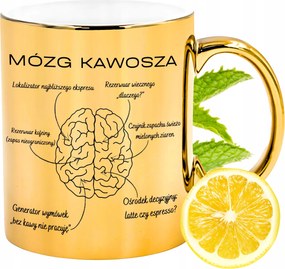 Arany csillogó kávés agy bögre ajándék fényképes nyomtatással