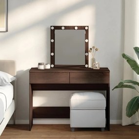 barna tölgy színű fésülködőasztal LED-del 100 x 40 x 130 cm