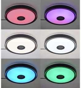 LED RGB 72W mennyezeti lámpa, távirányító, Bluetooth, dallamok, hangerő és fényerőszabályozás, Android és iOS, 50 cm