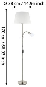 Szürke állólámpa üveg búrával-textil búrával (magasság 170 cm) CONESA – EGLO