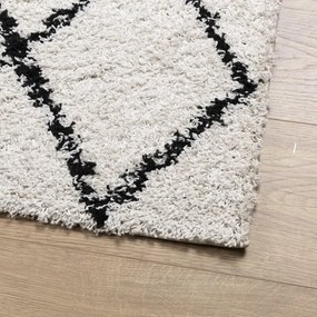 krém és fekete hosszú szálú bozontos modern szőnyeg 80x200 cm