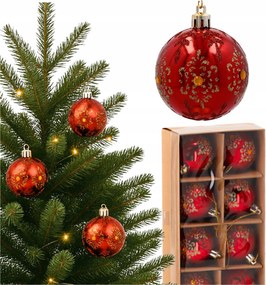 Karácsonyfa gömbök Piros prl gömb díszek karácsonyfadísz 6cm 8db