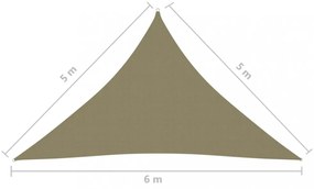 bézs háromszögű oxford-szövet napvitorla 5 x 5 x 6 m