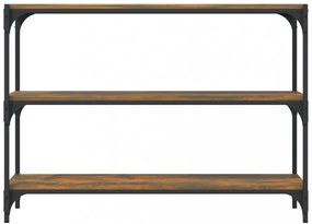 füstös tölgy színű fa és acél könyvszekrény 100 x 33 x 70,5 cm