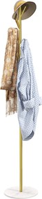 HOMCOM Szabadon álló Kabátállvány 8 Akasztóval és Márvány Alapra, Acél Kabátállvány Előszobába és Hálószobába, Ø32 x 164 cm, Arany | Aosom