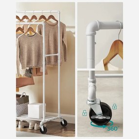 Dupla ruhatartó állvány, kabáttartó, fehér