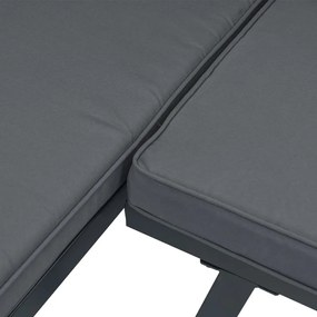 3 részes fekete porszórt acél kerti pad szett párnával