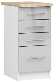 Alsó konyhaszekrény Ozara S40 SZ4 (fehér + fényes fém) . Akció -16%. 1071106