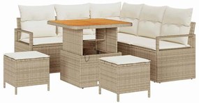 vidaXL Kerti Kanapé Szett párnával 8 pcs Bézs polirattan