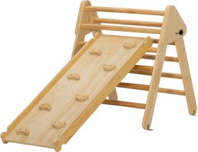 AIYAPLAY 2 az 1-ben Gyerekmászó Keret Csúszdával, Mászó Triangulum Csúszás és Mászás Megoldás, Fa Mászó Játék, 1.5-4 Éves Gyermekeknek, Beltéri, Termé