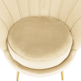 Art-deco stílusú fotel, bézs Velvet szövet/gold arany króm, NOBLEO