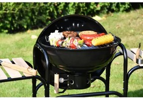 Hordozható faszén grill fekete/fa