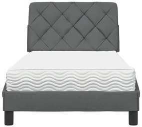 sötétszürke szövet ágy matraccal 90x190 cm