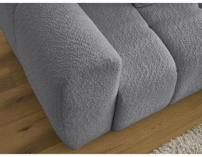 Szürke buklé kinyitható-tárolóhelyes sarokkanapé (jobb oldali-heverő résszel) Roxelane – Bobochic Paris