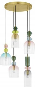 Nova Luce függőlámpa Murano arany fém fényes sötétzöld, kék, szürke