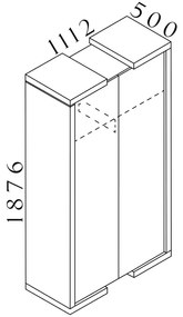 Lineart magas gardrób 111,2 x 50 x 187,6 cm, világos szilfa / fehér