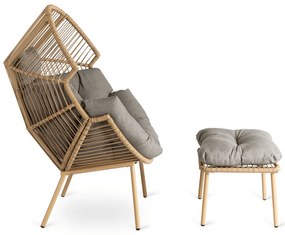 Rattan fotel bézs-szürke színben Portland
