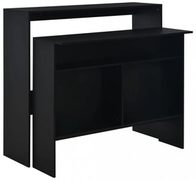 fekete bárasztal 2 asztallappal 130 x 40 x 120 cm