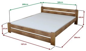Laura ágy 180x200 cm, tölgyfa Ágyrács: Lamellás ágyrács, Matrac: Deluxe 10 cm matrac