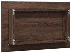 barna tölgy szerelt fa LED-es fürdőszobatükör 60 x 8,5 x 38 cm