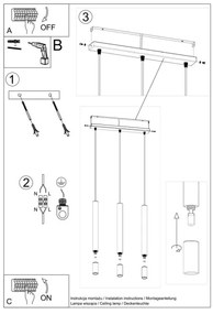 Sollux SL.0959 - Csillár zsinóron VIZIER 3xG9/40W/230V fehér