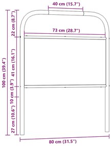 barna tölgy színű acél és szerelt fa fejtámla 75 cm