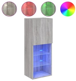 szürke sonoma színű TV-szekrény LED-lámpákkal 40,5x30x102 cm