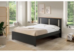 Sötétszürke franciaágy ágyráccsal 140x190 cm Enara – Marckeric