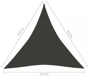 antracitszürke HDPE napvitorla 160 g/m² 4,5 x 4,5 x 4,5 m