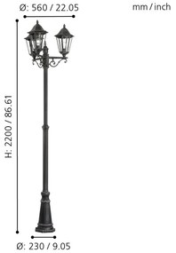 Eglo Navedo 93465 kültéri kandeláber, 3x60W E27