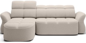 Bézs buklé kinyitható-tárolóhelyes sarokkanapé (bal oldali-heverő résszel) Beneth – ELTAP