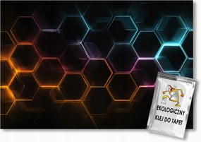 Fotótapéta Flizelina Fény Neon Led Hexagon Techno Cyber 400x280 ragasztó