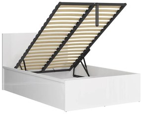 Egyszemélyes ágy 120 cm Tetrix 6 (fényes fehér) (ágyráccsal) (tárolóhellyel). 1098485