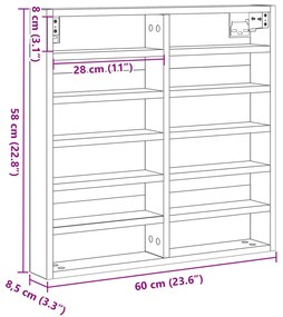 Vitrine Cabinet Artisan Oak 60x8,5x58 cm Mérnöki Fa
