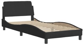 fekete bársony ágykeret LED-ekkel matrac nélkül Hanko 90 x 200 cm