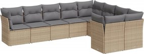 vidaXL 9 részes bézs polyrattan kerti ülőgarnitúra párnákkal