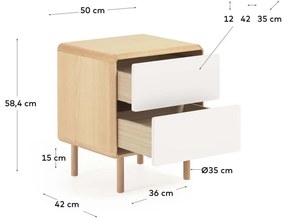 Szürke-natúr színű éjjeliszekrény Anielle – Kave Home