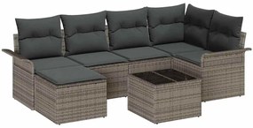 vidaXL Kerti Kanapé Szett tárolóval 7 pcs Szürke polirattan