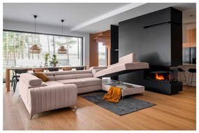 Rózsaszín kinyitható-tárolóhelyes sarokkanapé (jobb oldali-U alakú) Louis – ELTAP