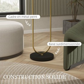 HOMCOM Fényerőszabályozós Padlólámpa Áttetsző Vászon Lámpabúrával E27 Foglalattal Modern Stílusú 156 cm Arany és Fekete | Aosom