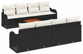 vidaXL Kerti Kanapé Szett párnával 9 pcs Fekete polirattan