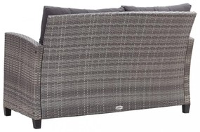 6 részes sötétszürke polyrattan kerti kanapészett párnákkal