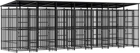 vidaXL acél kültéri kutyakennel tetővel 12,9 m²