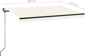 Krémszínű kézzel kihúzható napellenző 400 x 350 cm