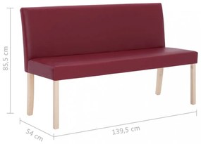 vörösbor színű műbőr pad 139,5 cm