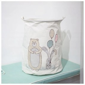Játék és szennyes kosár BEAR mintával 35x45 cm, fehér