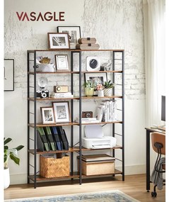 Könyvespolc, tárolópolc, rusztikus barna 172×120×30 cm